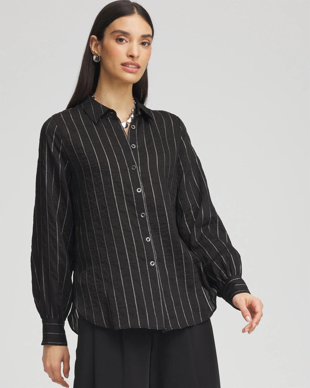 Chico's | Classic Soft Button-front Blouse/ Black