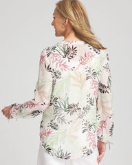 Chico's | Drawstring Crinkle Chiffon Blouse/ Cafe Aroma