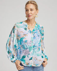 Chico's | Georgette Billow Sleeved Blouse/ Paradiso Blue