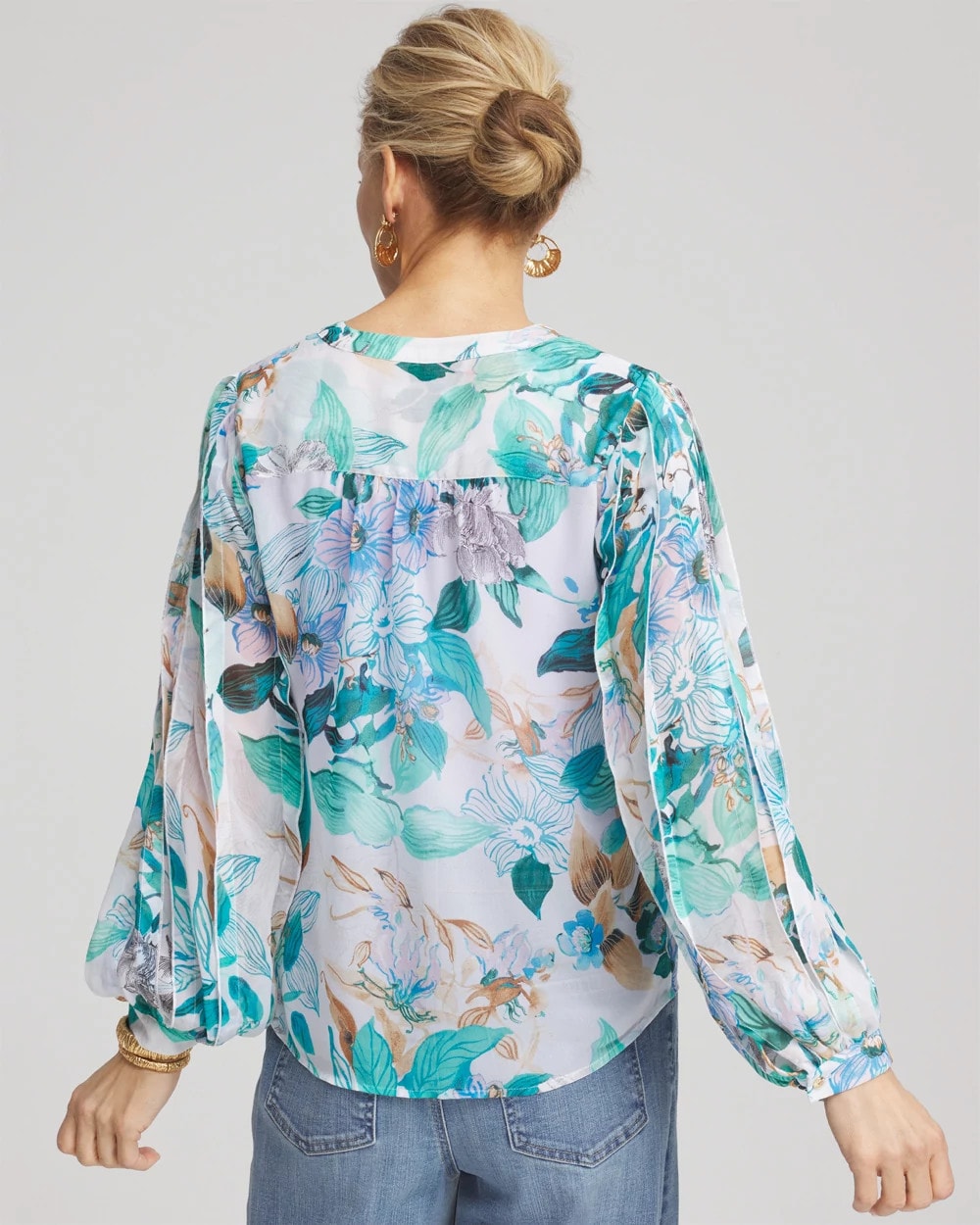 Chico's | Georgette Billow Sleeved Blouse/ Paradiso Blue