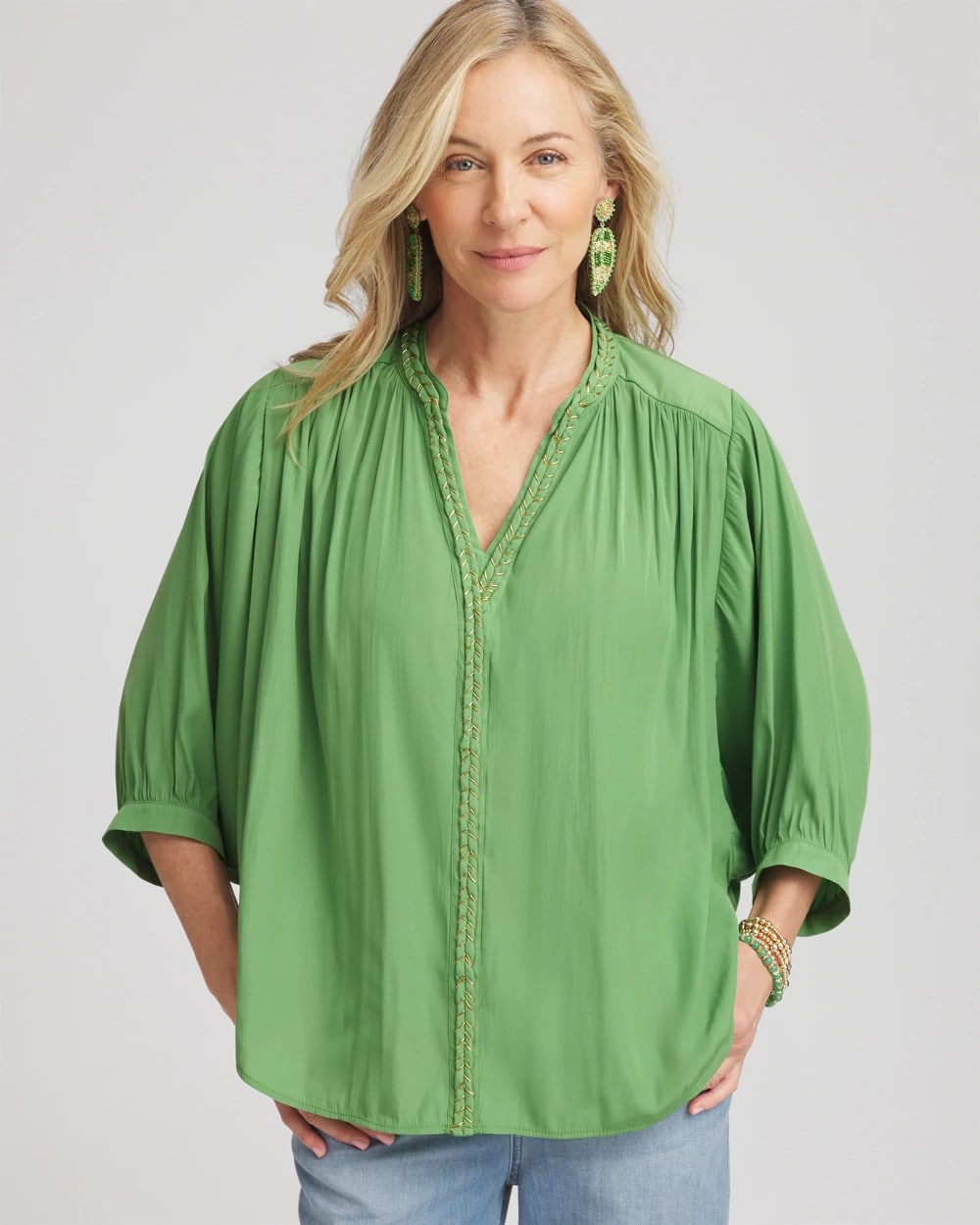 Chico's | Braided Batwing Blouse/ Salted Lime