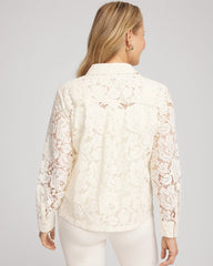Chico's | Classic-Fit Collared Lace Shirt/ English Cream
