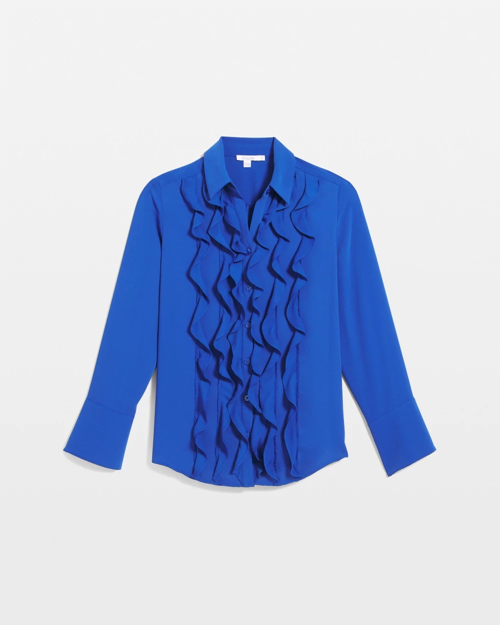 Chico's | Ruffle-Trim Chiffon Blouse/ Cobalt Stone