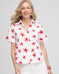Chico's | Starfish Short Sleeve Swing Shirt/ Red Glow