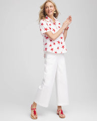Chico's | Starfish Short Sleeve Swing Shirt/ Red Glow