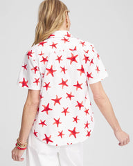 Chico's | Starfish Short Sleeve Swing Shirt/ Red Glow