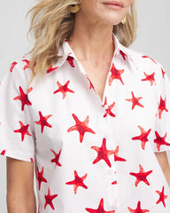 Chico's | Starfish Short Sleeve Swing Shirt/ Red Glow