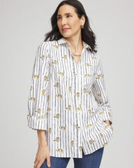 Chico's | No Iron™ Leopard Graphic Shirt/ Optic White