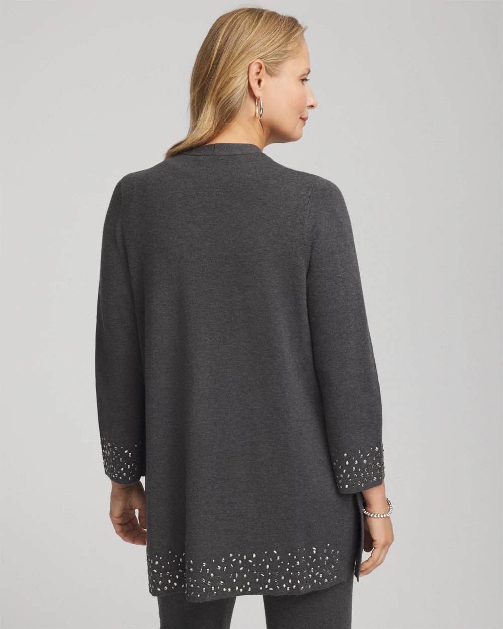 Chico's | Travelers™ Rhinestone Cardigan/ Graphite Gray