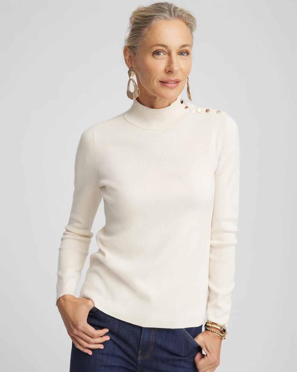 Chico's | Ella Mockneck Sweater/ English Cream