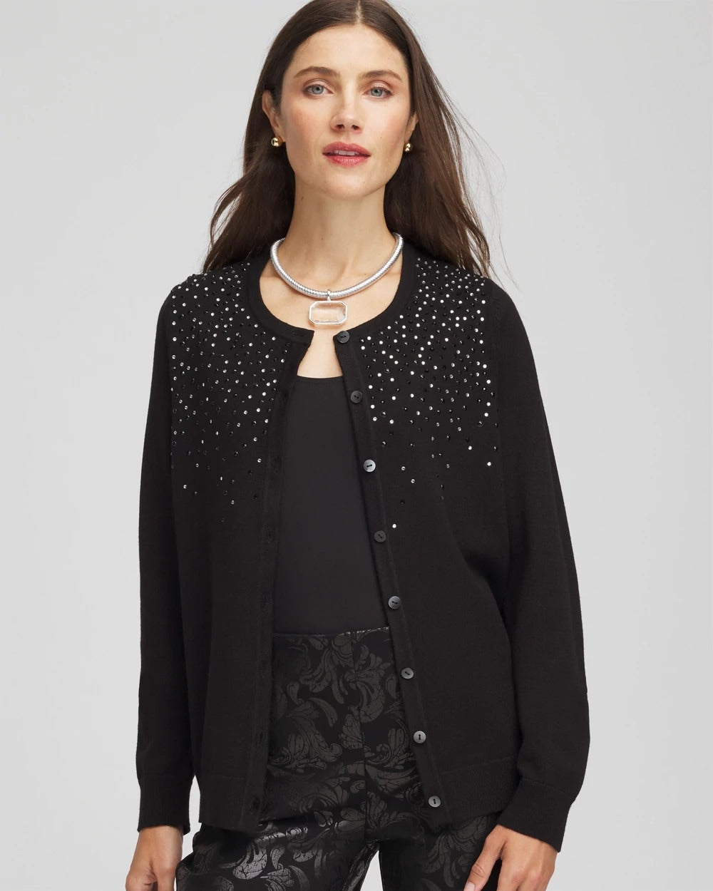 Chico's | Ombré Rhinestone Cardigan/ Black