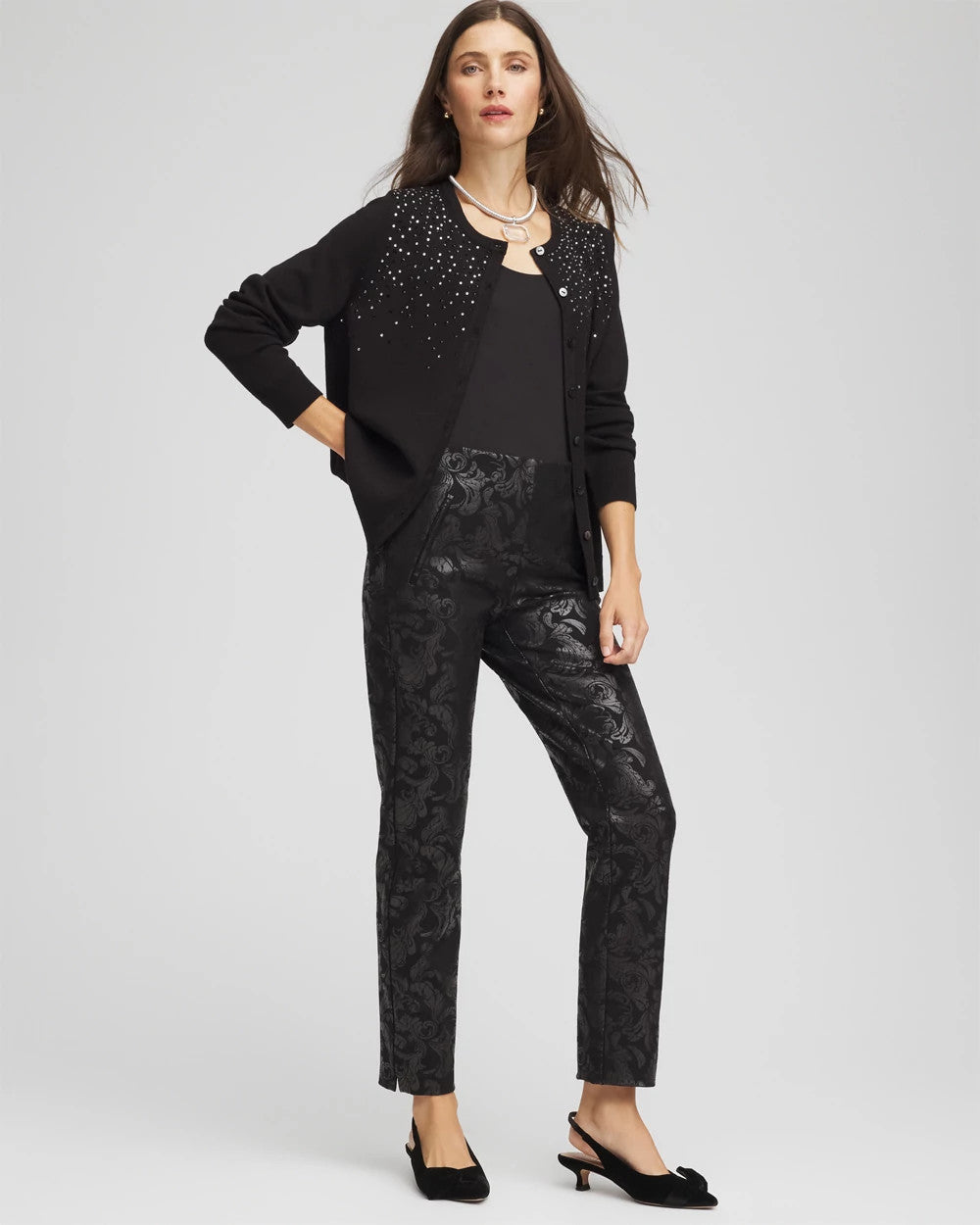 Chico's | Ombré Rhinestone Cardigan/ Black