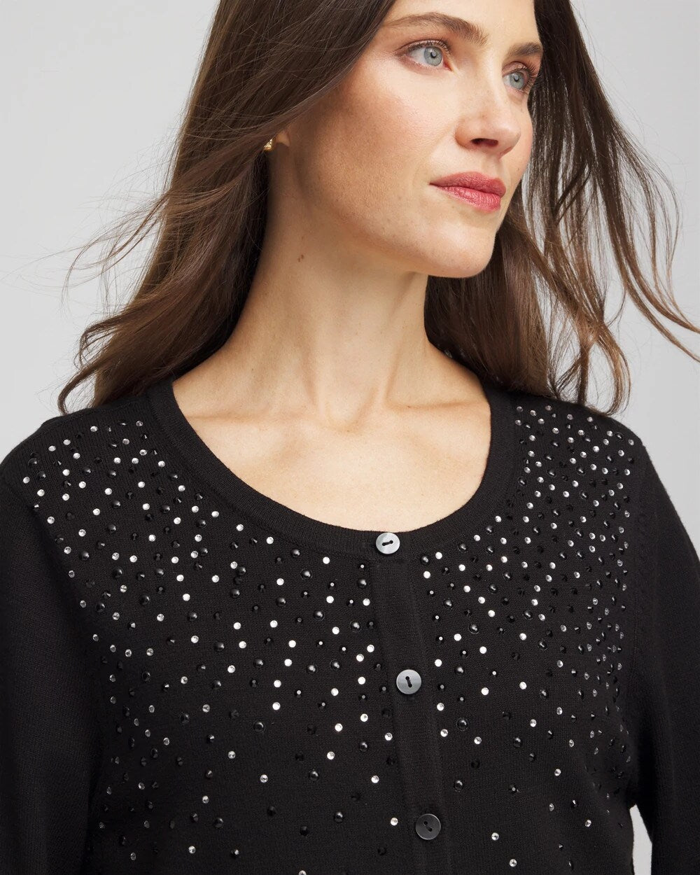 Chico's | Ombré Rhinestone Cardigan/ Black