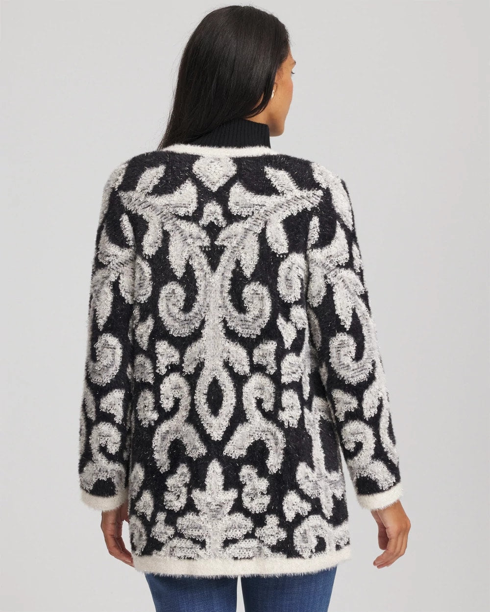 Chico's | Abstract Fuzzy Cardigan/ Black