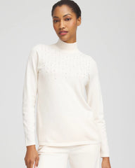 Chico's | Ella Embellished Mockneck Sweater/ English Cream