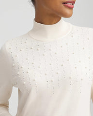 Chico's | Ella Embellished Mockneck Sweater/ English Cream