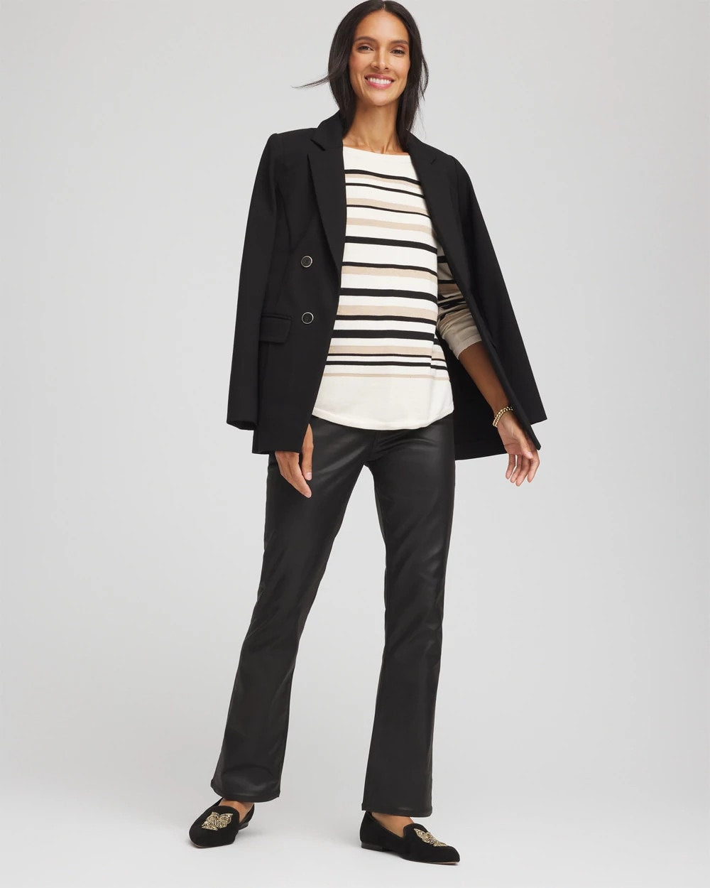 Chico's | Ella Stripe Boatneck Sweater/ English Cream