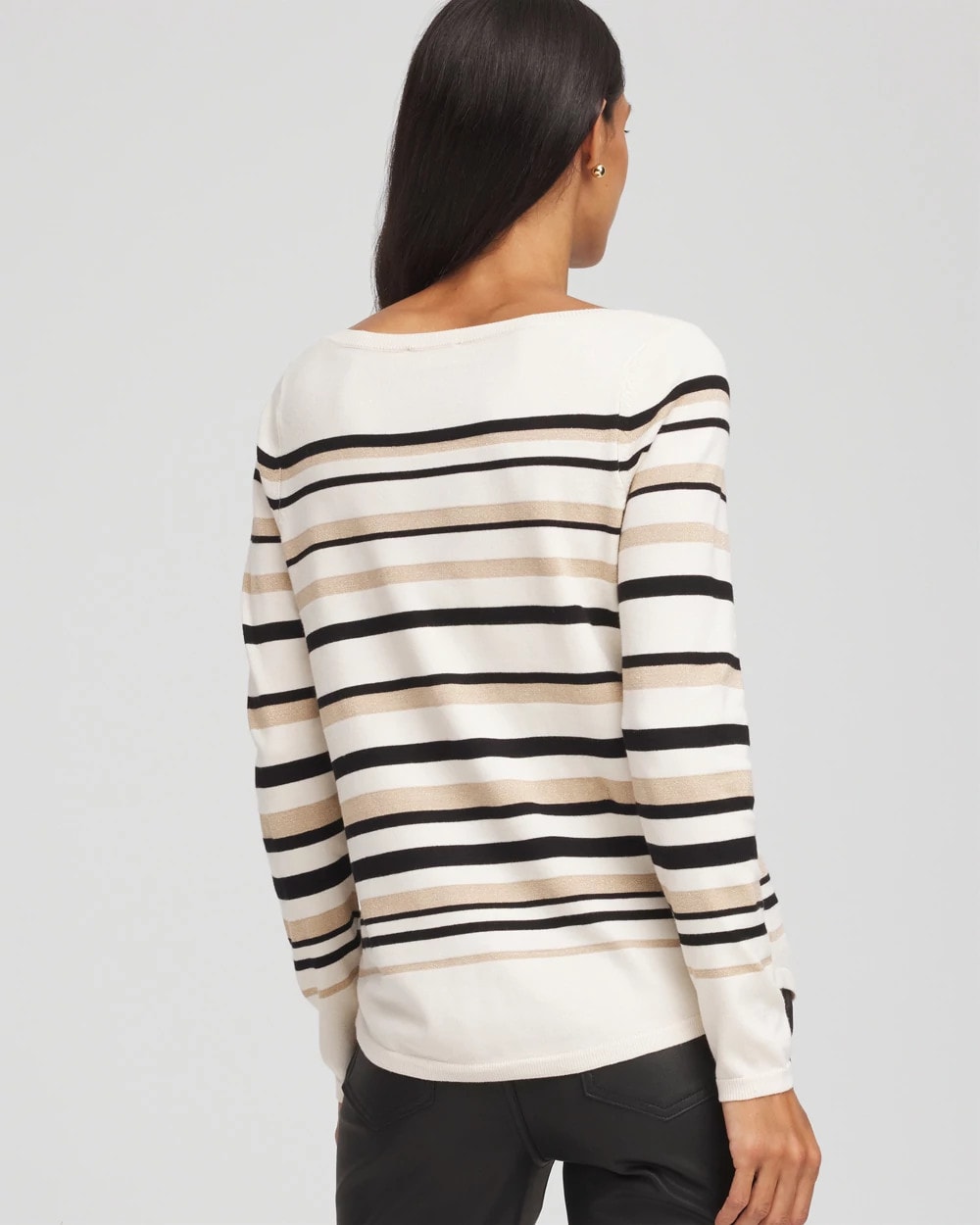 Chico's | Ella Stripe Boatneck Sweater/ English Cream