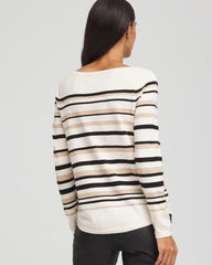 Chico's | Ella Stripe Boatneck Sweater/ English Cream