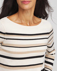 Chico's | Ella Stripe Boatneck Sweater/ English Cream