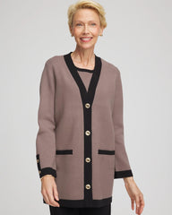 Chico's | Travelers™ Tipped Button-Down Cardigan/ Deep Taupe
