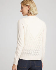Chico's | Cable Knit Fringed Sweater/ English Cream