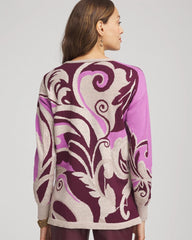 Chico's | Intarsia Knit V-Neck Pullover Sweater/ Gooseberry