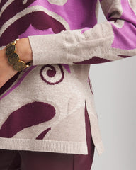 Chico's | Intarsia Knit V-Neck Pullover Sweater/ Gooseberry