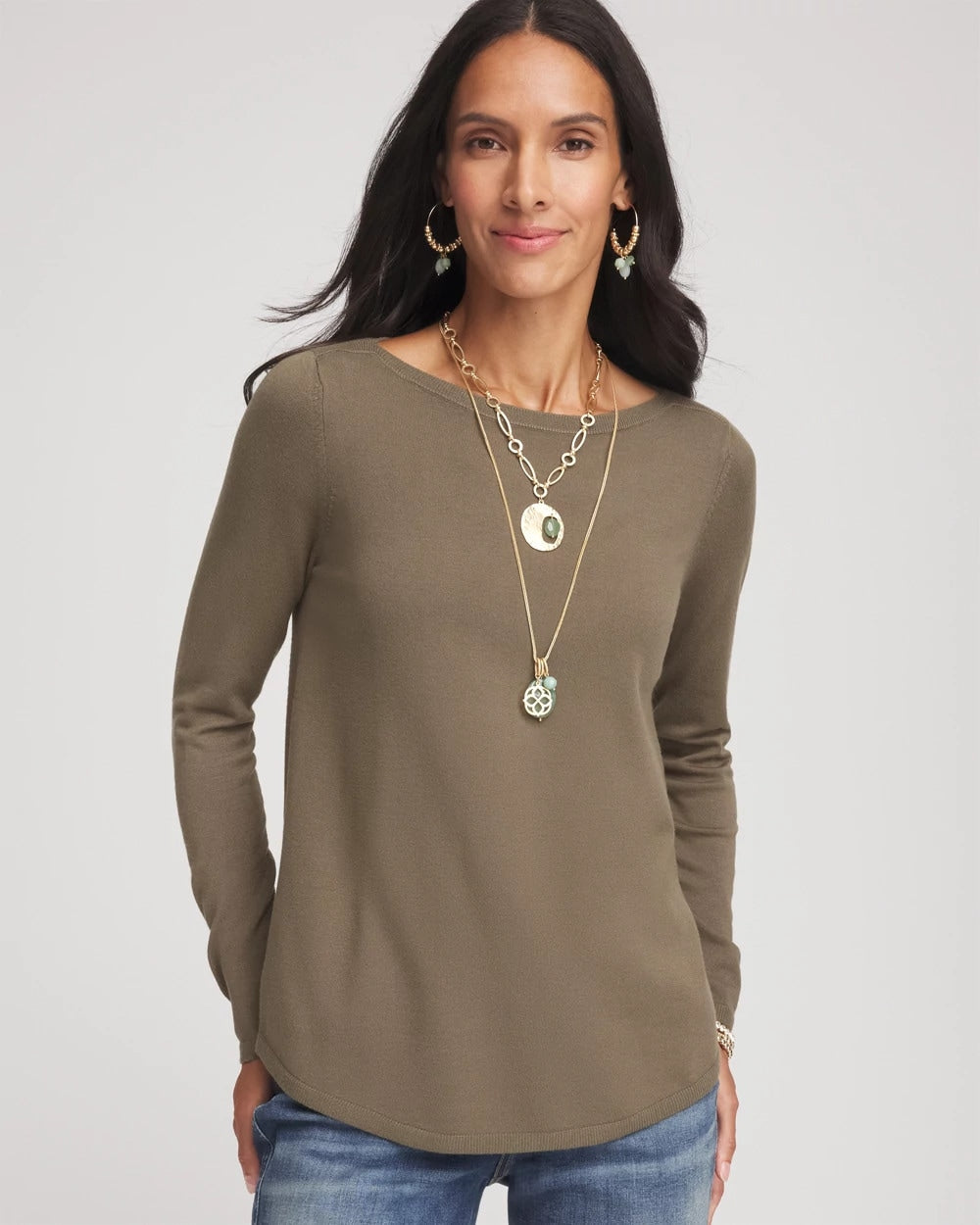 Chico's | Ella Bateau Pullover Sweater/ Nettle Leaf