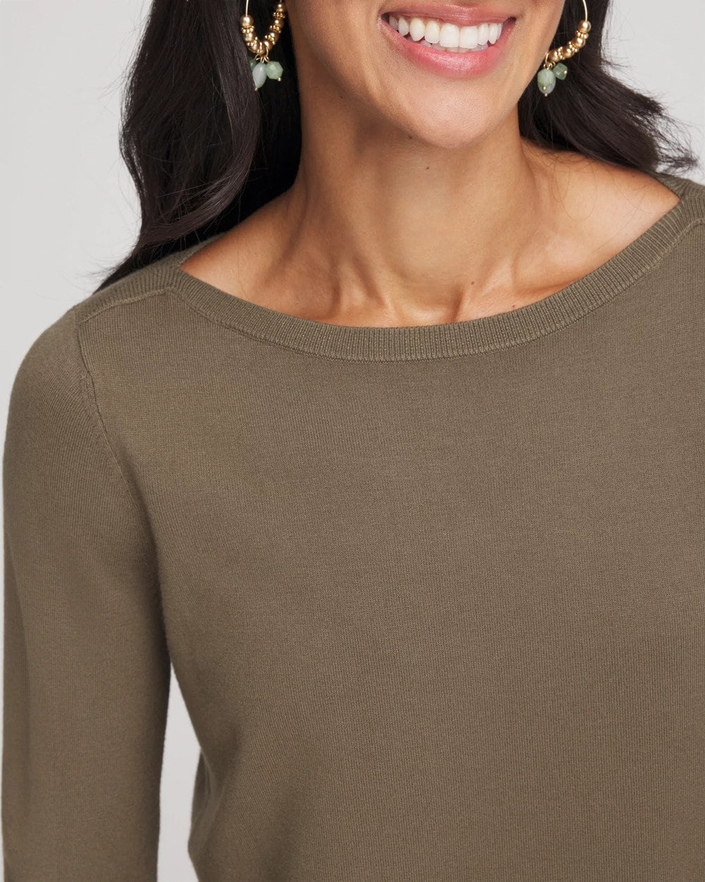 Chico's | Ella Bateau Pullover Sweater/ Nettle Leaf