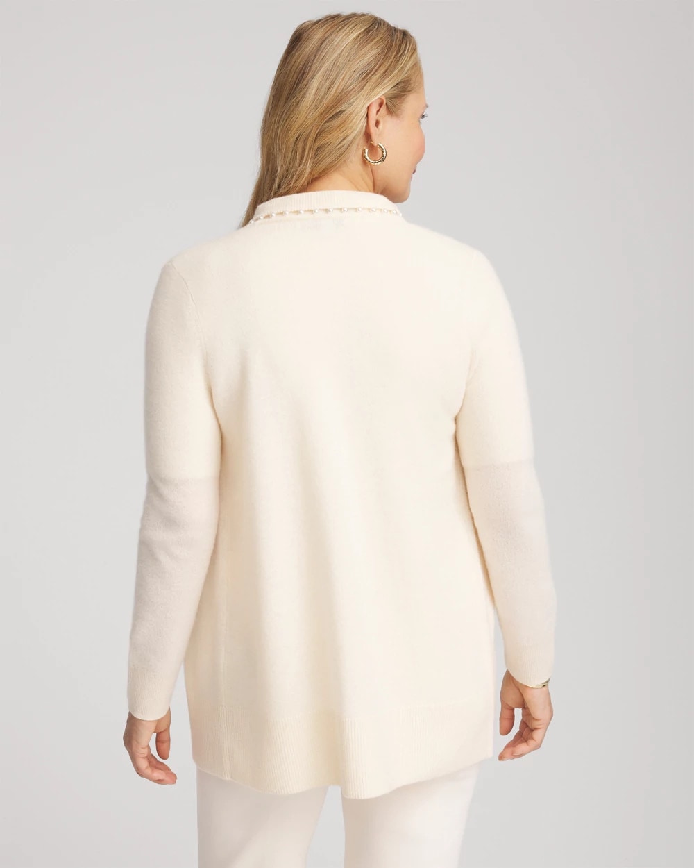 Chico's | Cashmere Pearl-Trim Cardigan/ Cream
