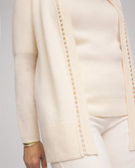 Chico's | Cashmere Pearl-Trim Cardigan/ Cream