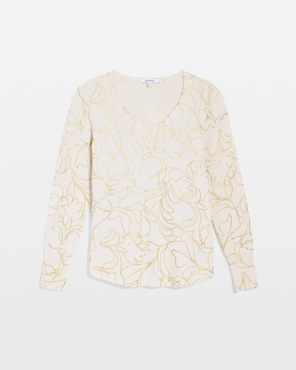 Chico's | Ella Foiled V-Neck Sweater/ English Cream