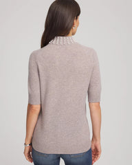Chico's | Cashmere Pearl Mockneck Sweater/ Taupe Heather