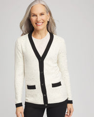 Chico's | Tipped Lady Jacket Cardigan/ English Cream