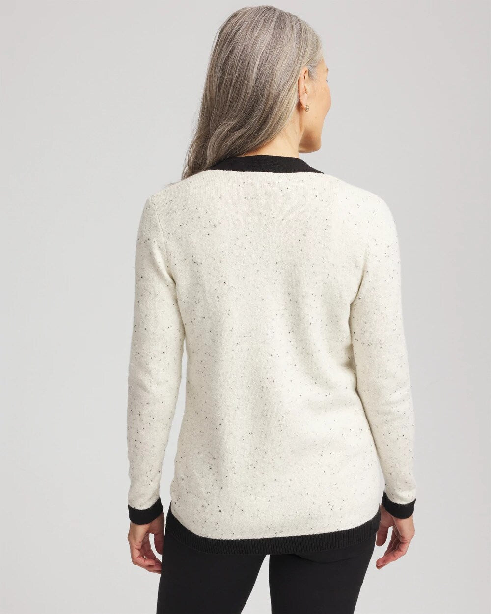 Chico's | Tipped Lady Jacket Cardigan/ English Cream
