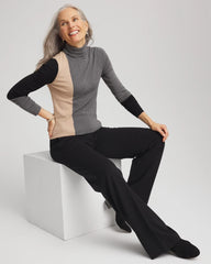 Chico's | Ella Colorblock Intarsia Turtleneck Sweater/ Black