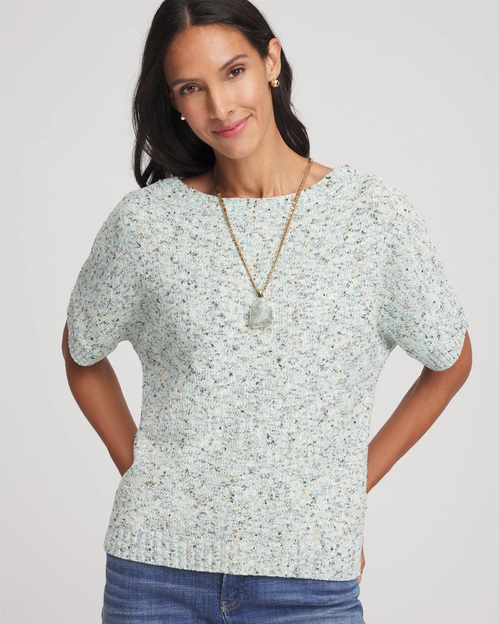 Chico's | Textured Dolman Pullover Sweater/ Blue Menthe