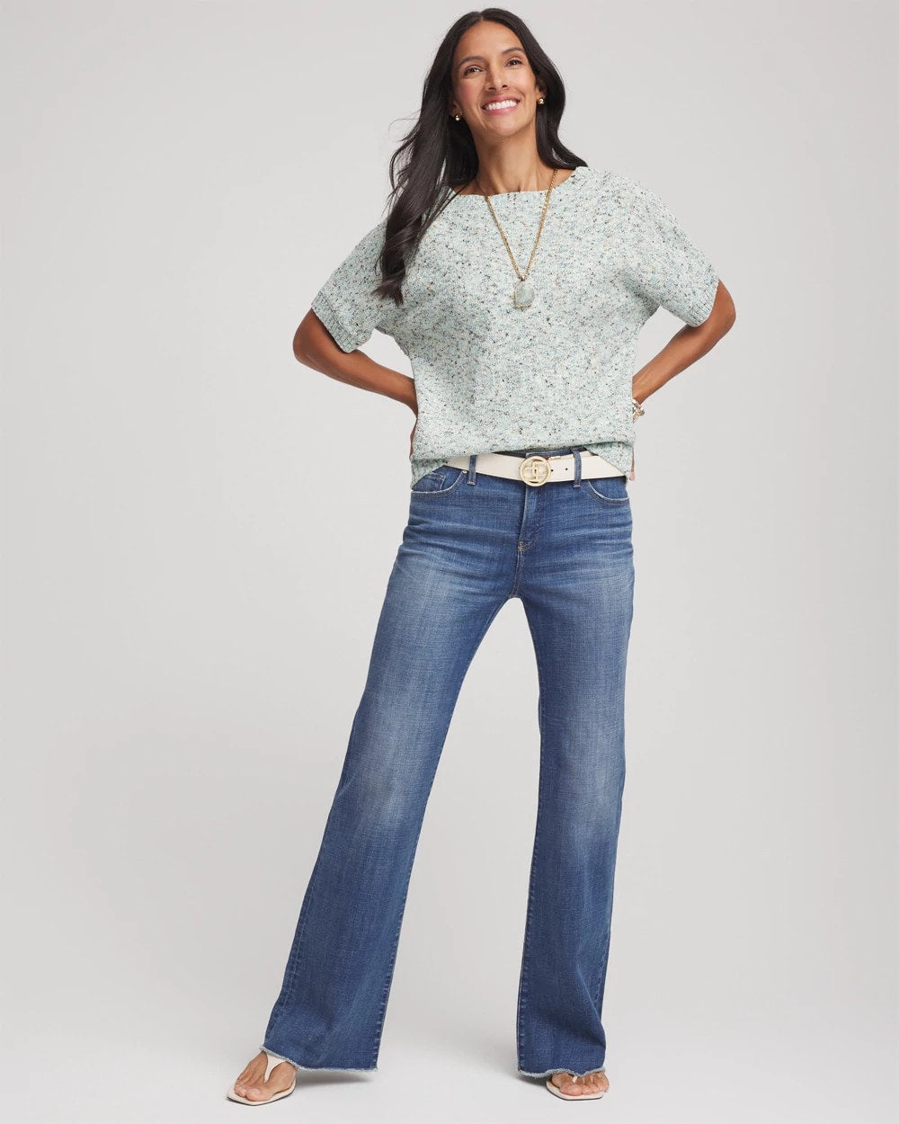 Chico's | Textured Dolman Pullover Sweater/ Blue Menthe