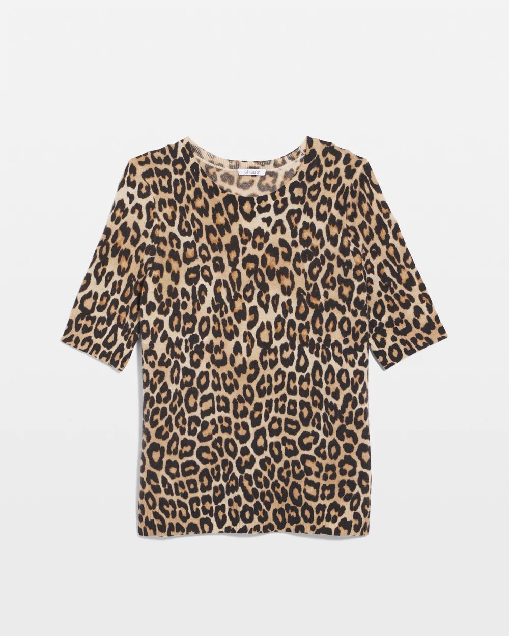 Chico's | Cashmere Animal Elbow-Sleeve Pullover/ Camel