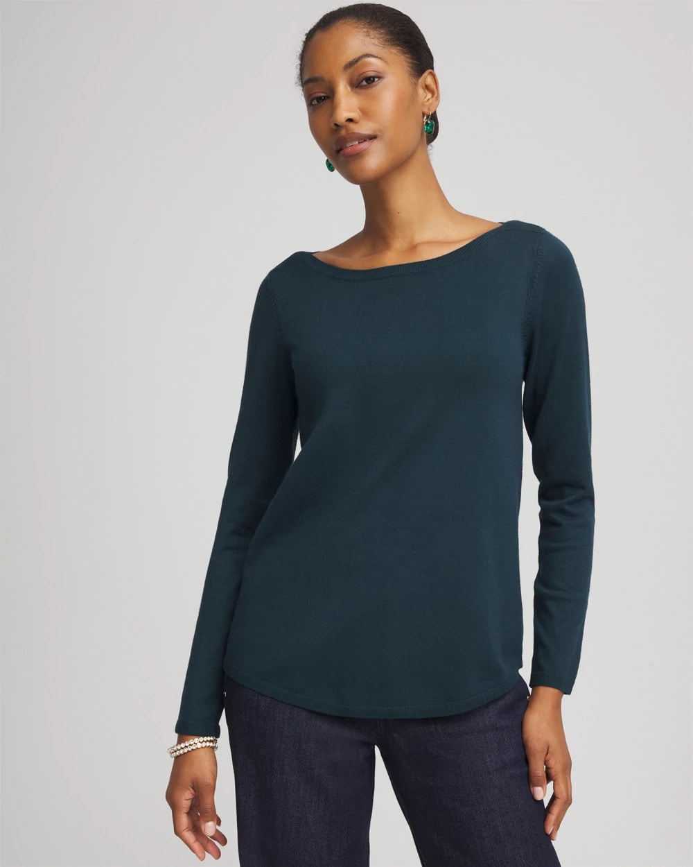 Chico's | Ella Boatneck Sweater/ Teal Shadow