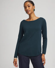 Chico's | Ella Boatneck Sweater/ Teal Shadow