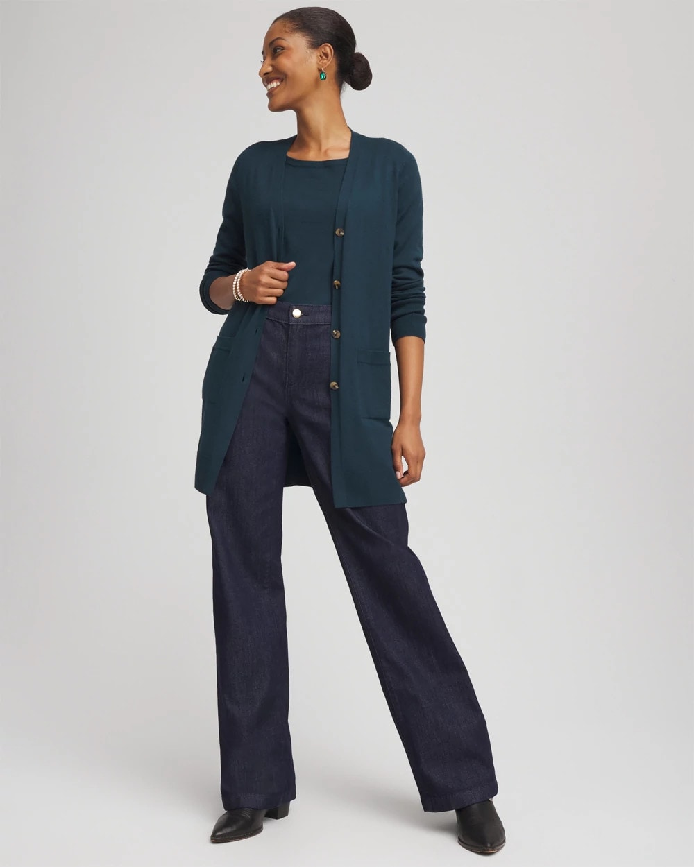 Chico's | Ella Boatneck Sweater/ Teal Shadow