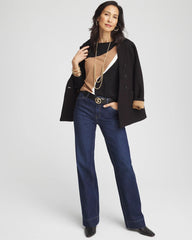 Chico's | Intarsia Colorblock Bateau Neck Sweater/ Black
