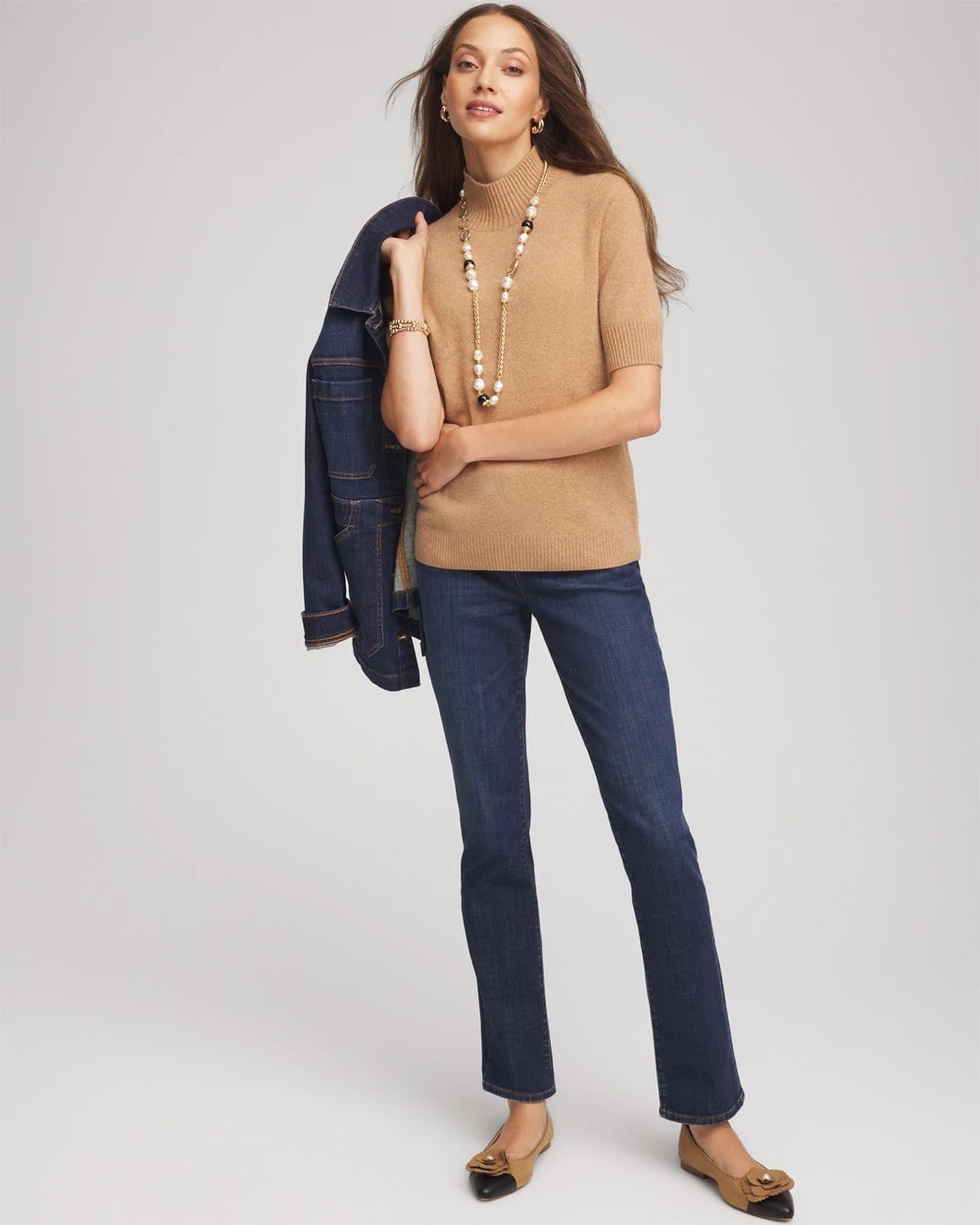 Chico's | Cashmere Elbow-Sleeve Sweater/ Camel