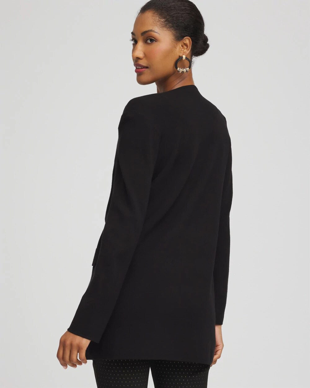 Chico's | Button-Down Crewneck Coatigan/ Black