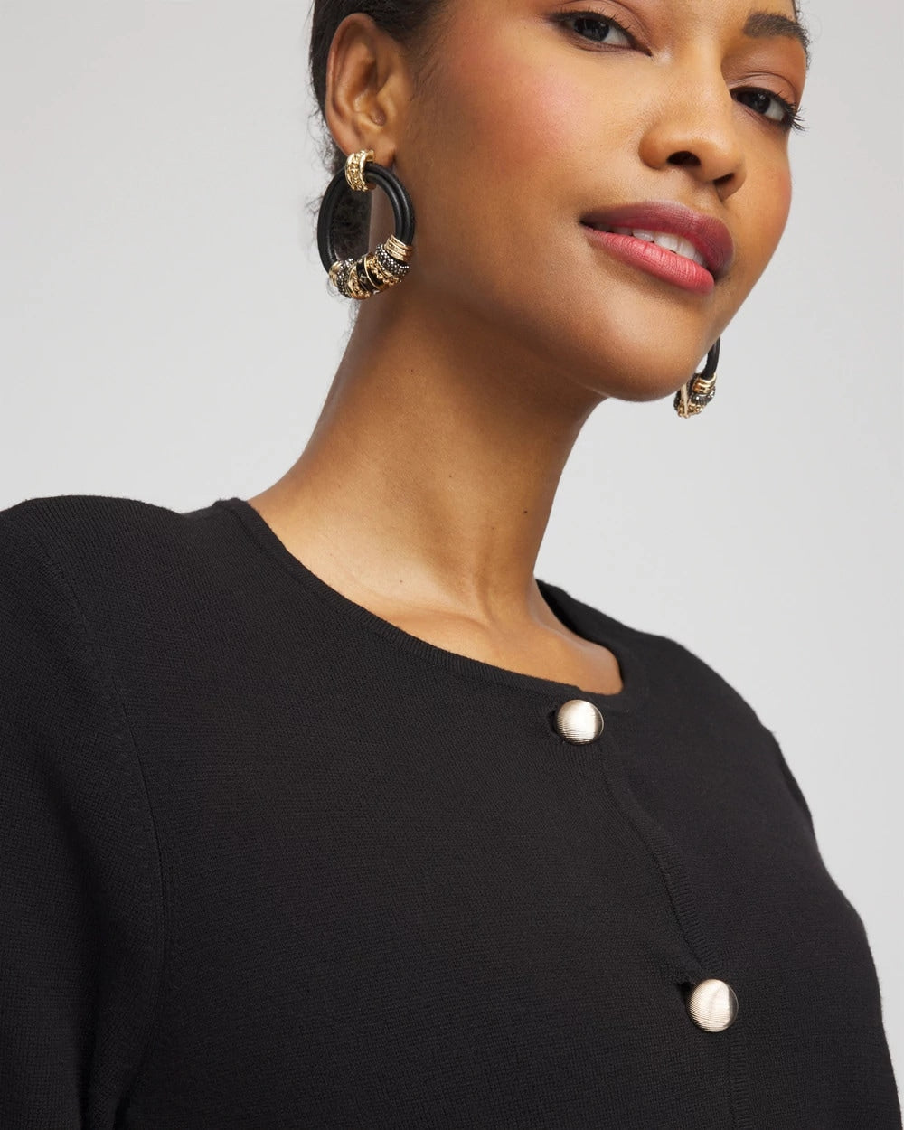 Chico's | Button-Down Crewneck Coatigan/ Black