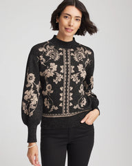 Chico's | Bryne Jacquard Mockneck Pullover/ Black