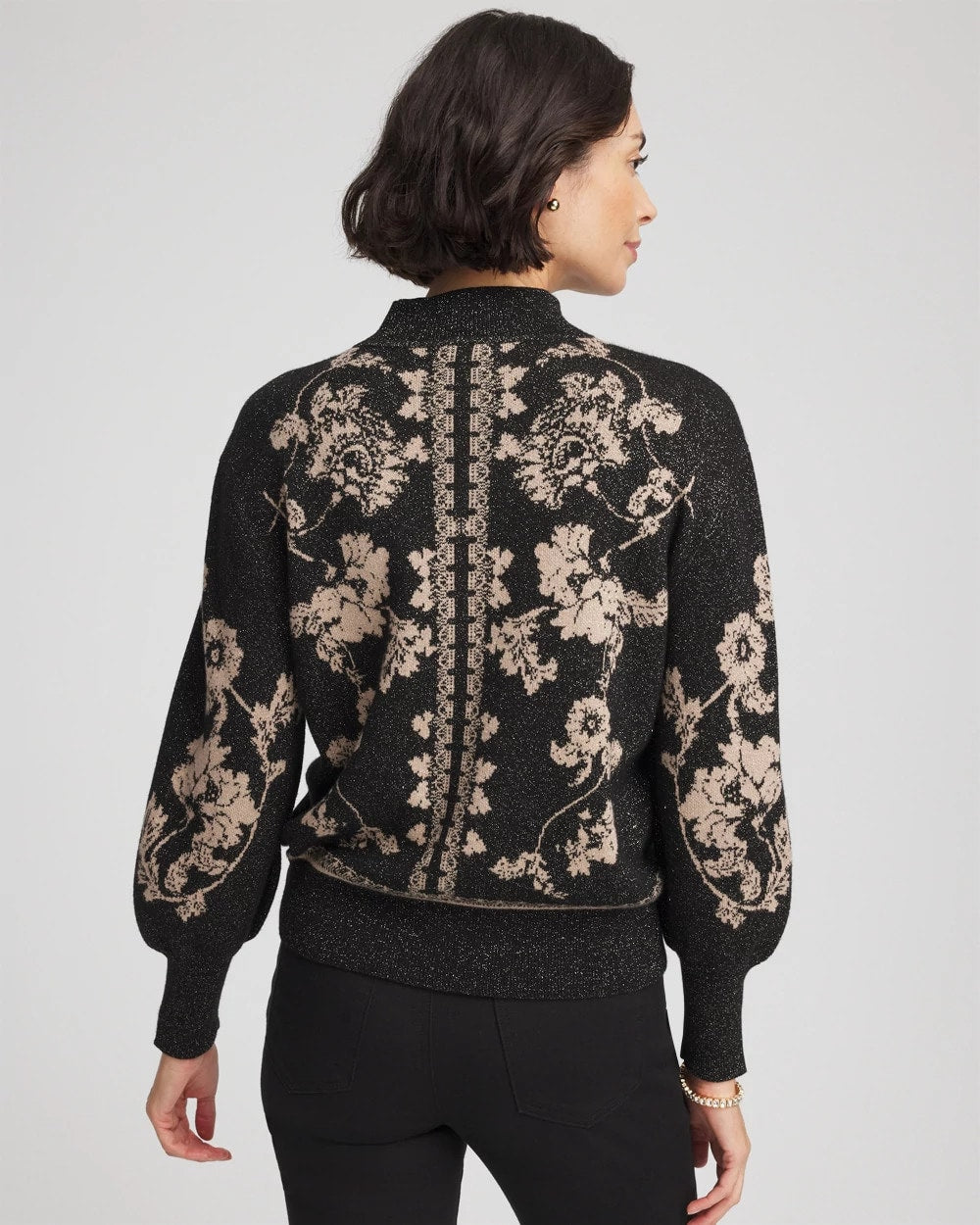 Chico's | Bryne Jacquard Mockneck Pullover/ Black