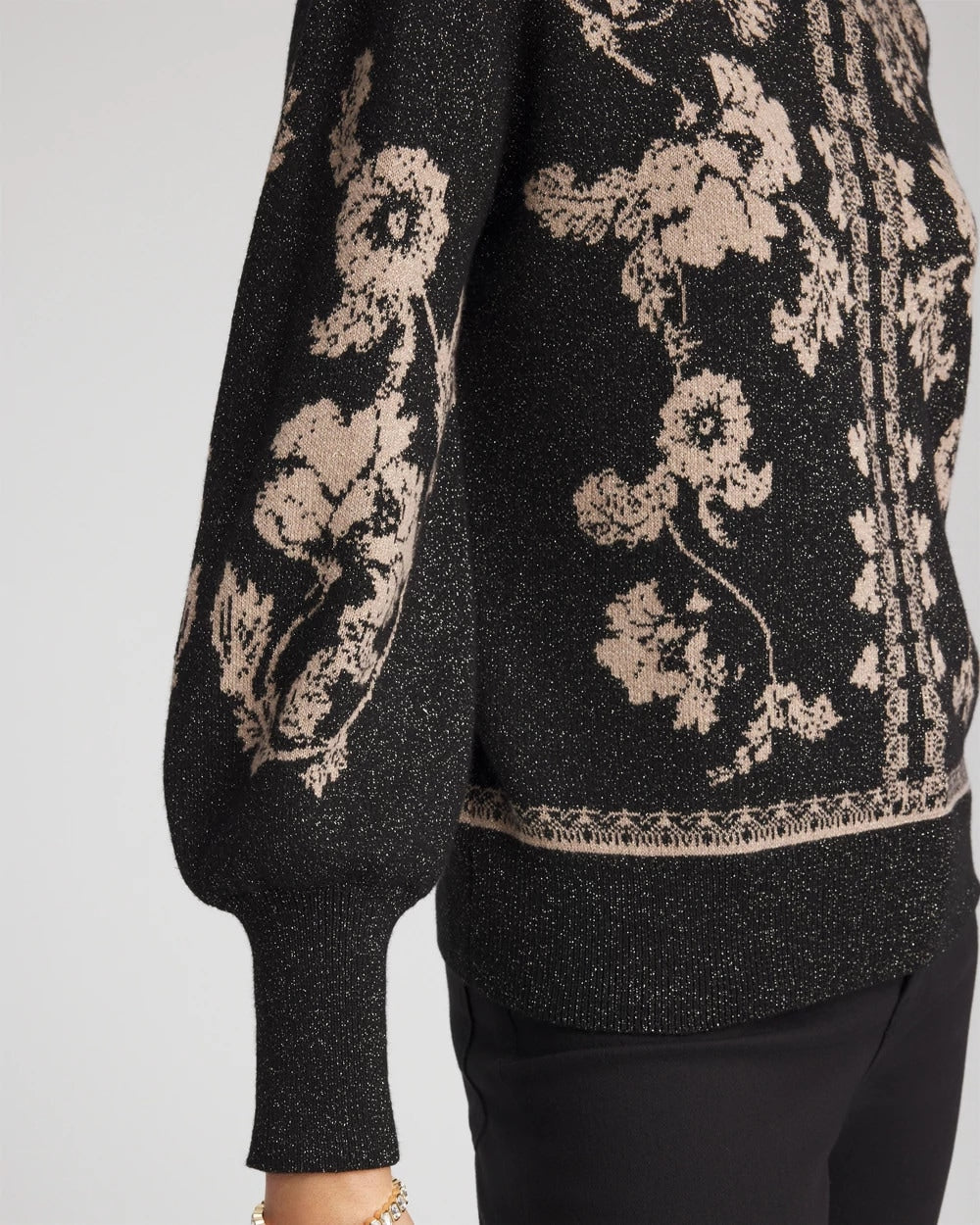 Chico's | Bryne Jacquard Mockneck Pullover/ Black